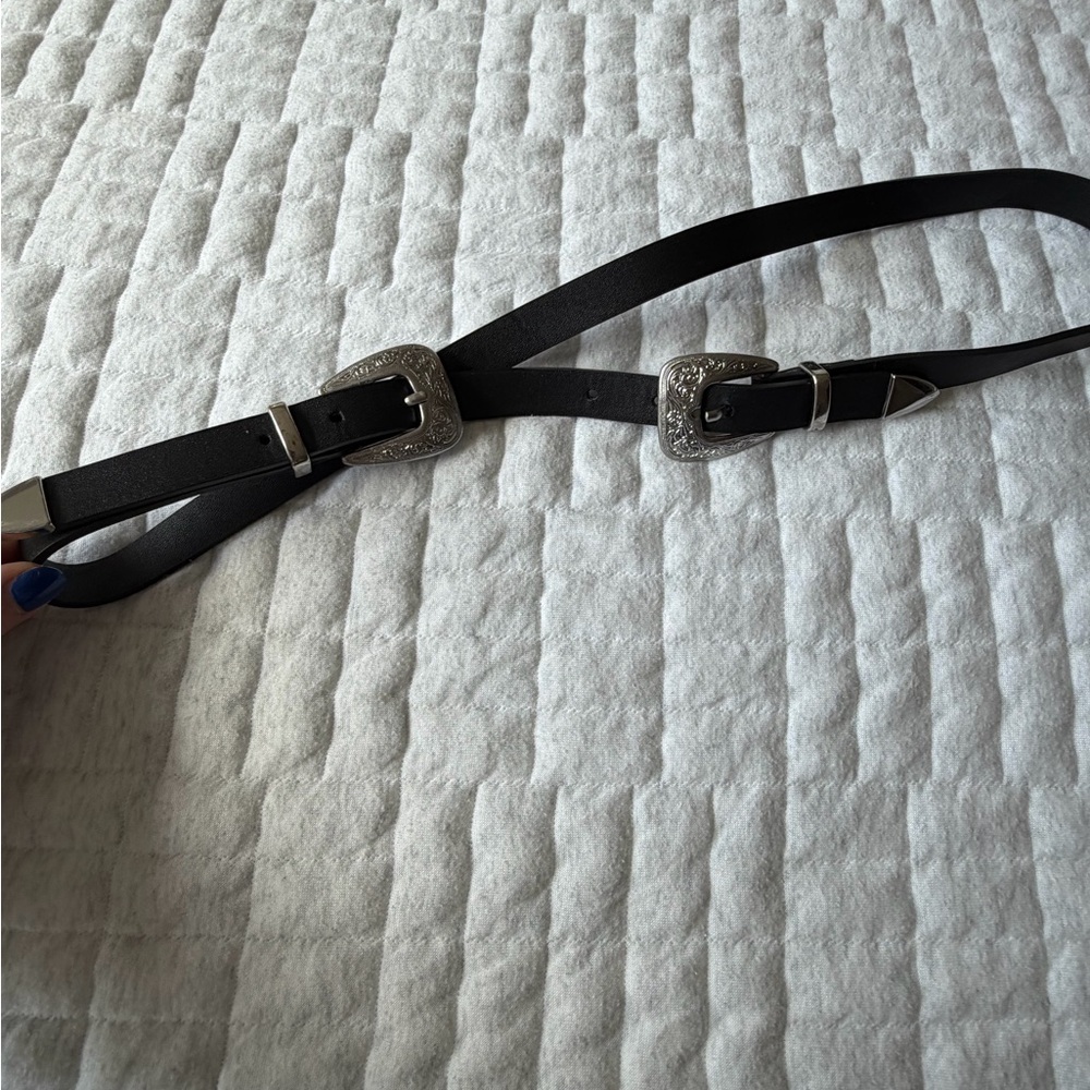 Elegant Black Belt with Silver Accents